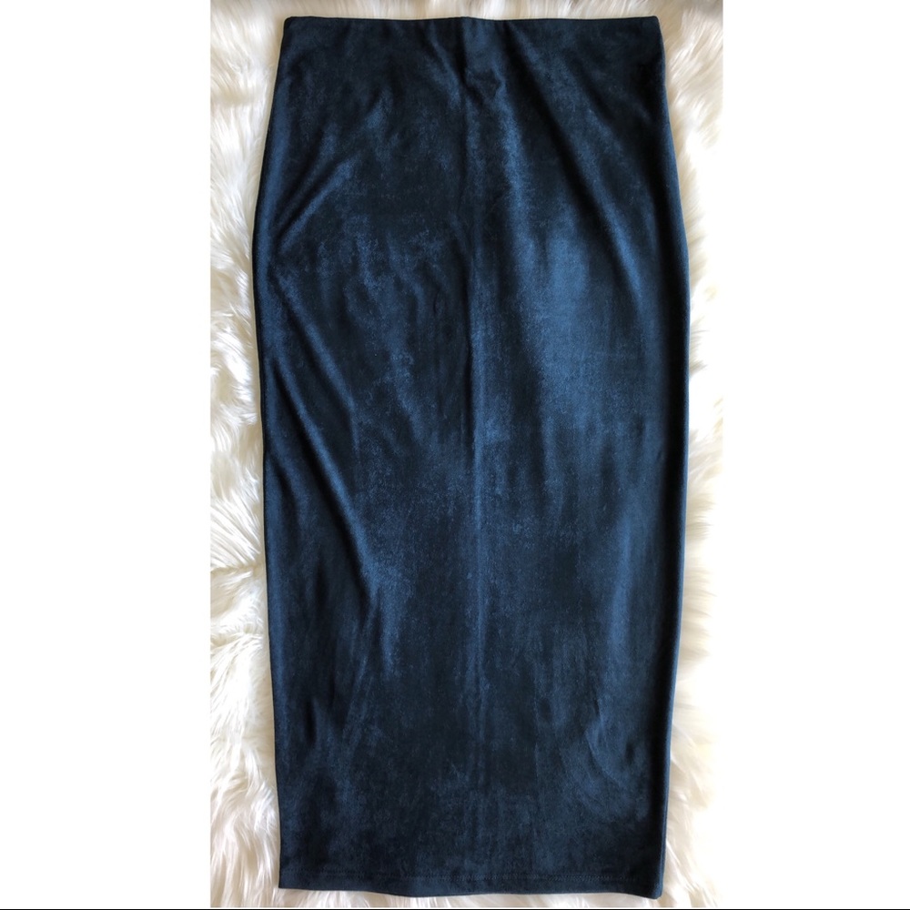 Midi High Waisted Suede Skirt